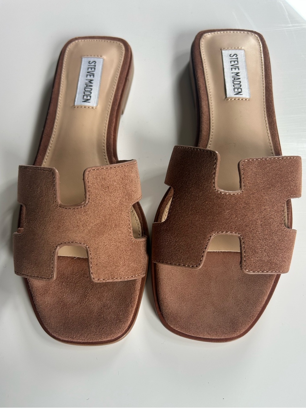Steve Madden Tan Suede Slide Sandals